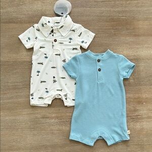 Milkberry Baby Boy Set Bamboo Polo Shorties Alligator Waffle 0-3 3-6 months